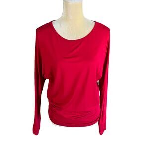 Long Tall Sally Red Long Sleeve Top Shirt Size Small Banded Bottom NEW